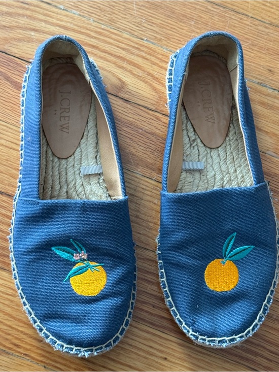 J. Crew Shoes - J. Crew Blue Canvas Espadrilles with Tan Insole Size 7